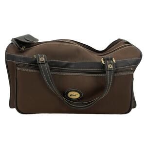 Verdi International VINTAGE Travel Tote top handle duffle Gym bag Carry on Brown